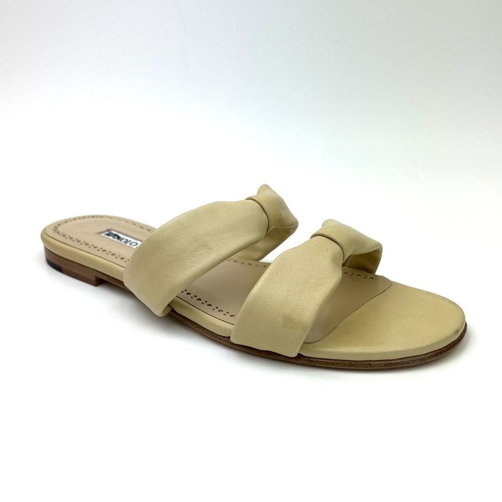 Manolo Blahnik Pallera knot-detail leather sandals sz 6.5